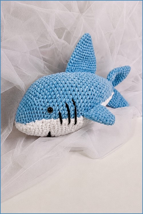 Crochet shark amigurumi plushie