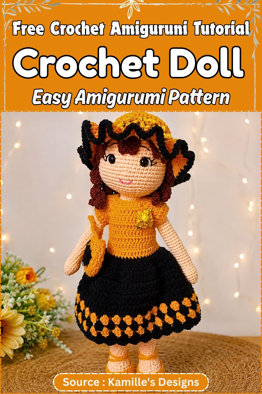 Two joined crochet doll legs in peach and white yarn held in hands, showing the color-change construction before attaching to the body.