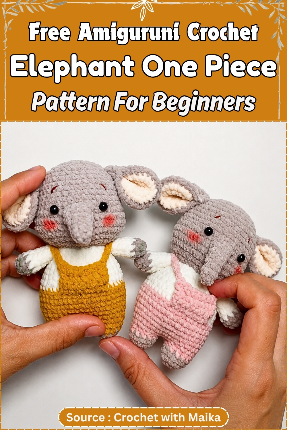 Free Crochet Elephant One Piece Tutorial Pattern For Beginners